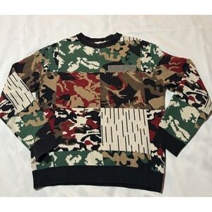 Gosha Rubchinskiy Patchwork Camo Knit Sweater Made in Spain Size (measurements)‎
